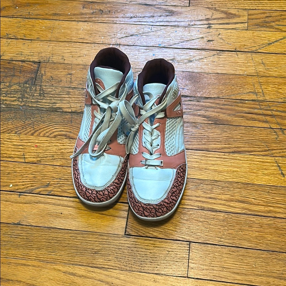 Stylish High-Top Sneakers - Pink and White
